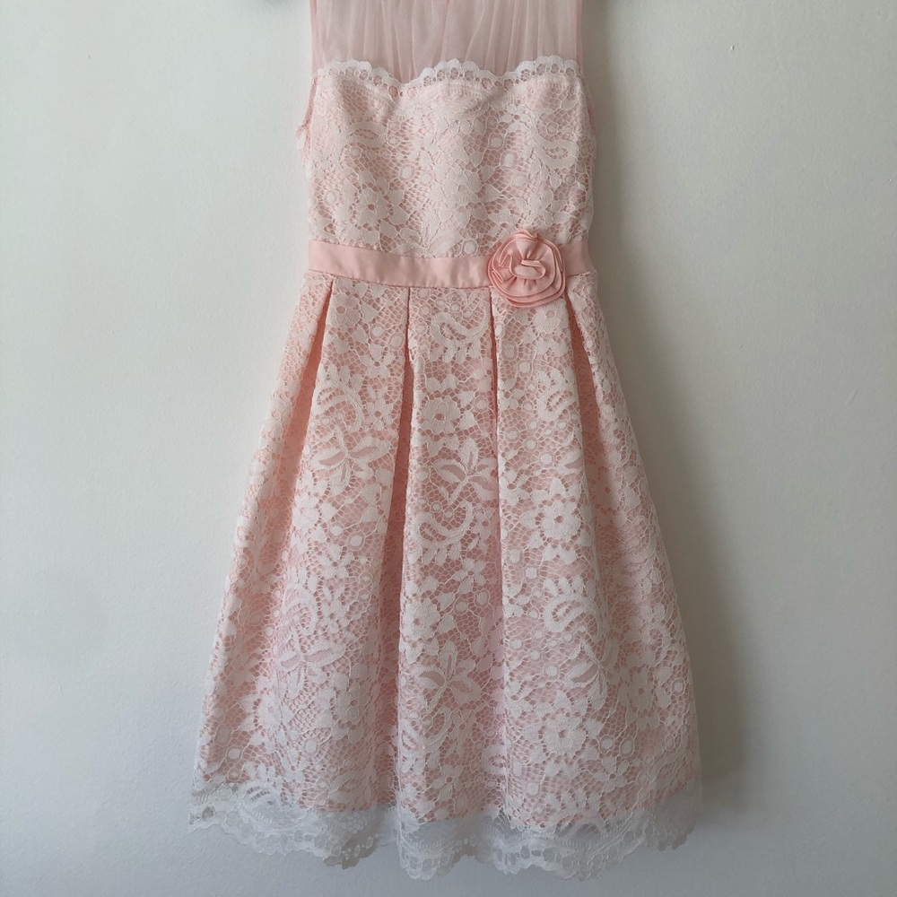 Jona Michelle Blush Pink Sleeveless Lace Tulle Dress Size 10